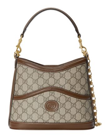 Gucci Large Shoulder Bag With Interlocking G Coffee