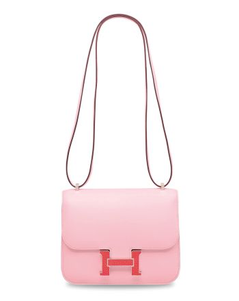 Hermes Constance 18 Mini Bag Swift Leather Lizard Buckle Pink